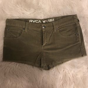Green cutoff shorts